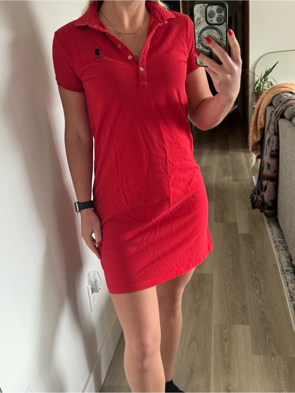 U.S. Polo Assn. Red Polo Mini Dress with Embroidered Crest
